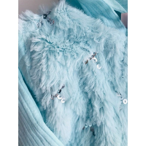 Baby Girl's Size 9M 6-9 Months 3 Pc SeaGreen Furry Jacket, Top & Butterfly Pants - Picture 5 of 8